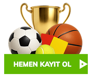 Kupa ve spor topları ile hemen kayıt ol butonu