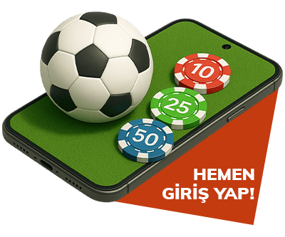 Akıllı telefon üzerinde futbol topu ve hemen giriş yap çağrısı